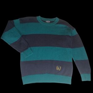 955 Originals Mens Small Green Long Sleeve Striped Crewneck Sweatshirt Vintage
